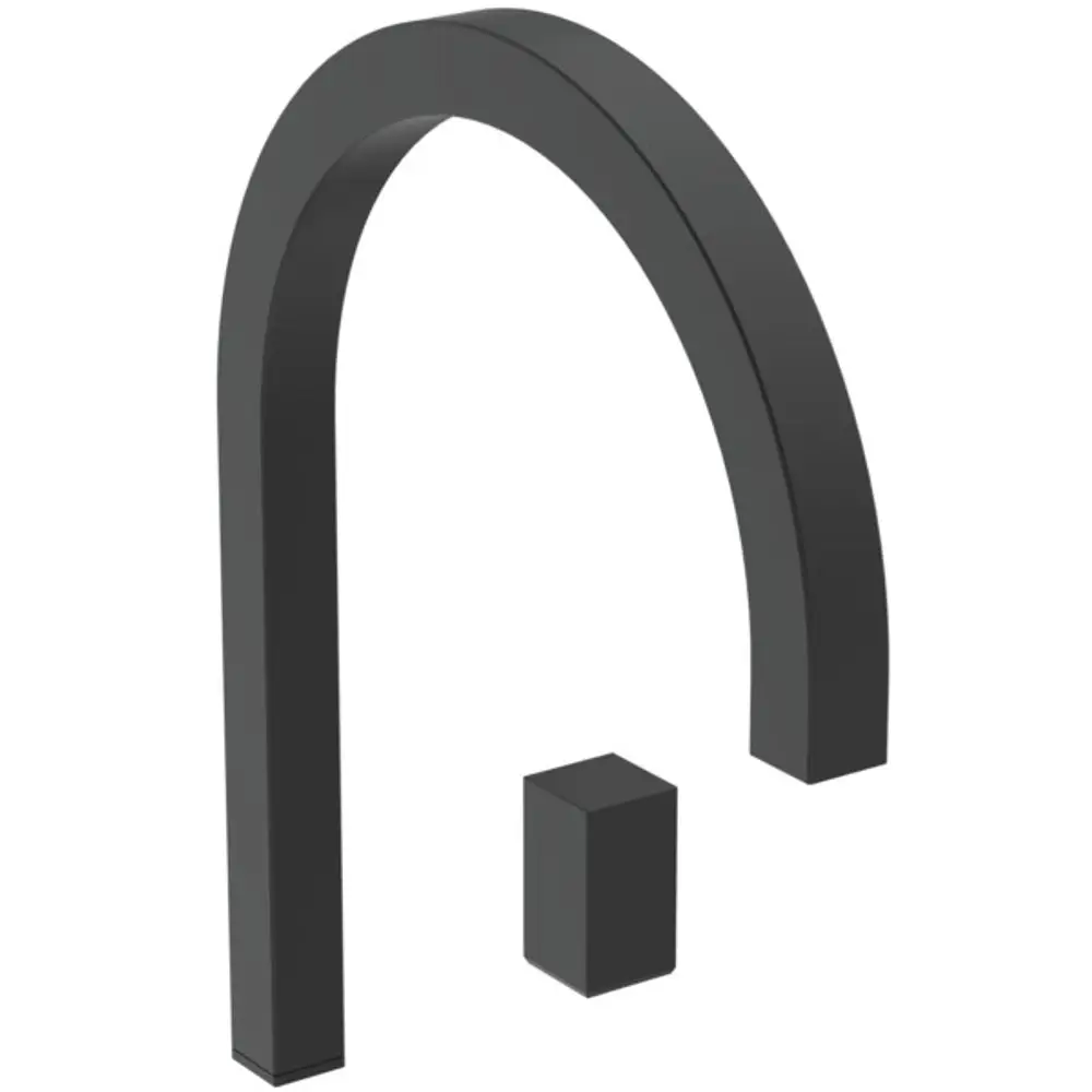 Waschtischarmatur mit hohem Auslauf in eckigem Design, gefertigt von Ideal Standard. Die Armatur ist in Silk Black gehalten und verfügt über einen Distanzblock.